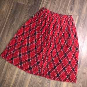 Red Plaid Midi Skirt